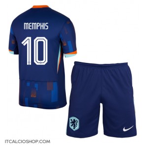 Olanda Memphis Depay #10 Seconda Maglia Bambino Europei 2024 Manica Corta (+ Pantaloni corti)